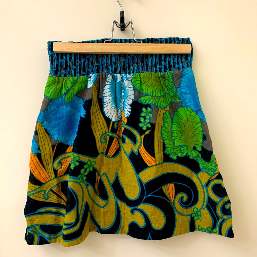 Free People tropical floral linen skirt S